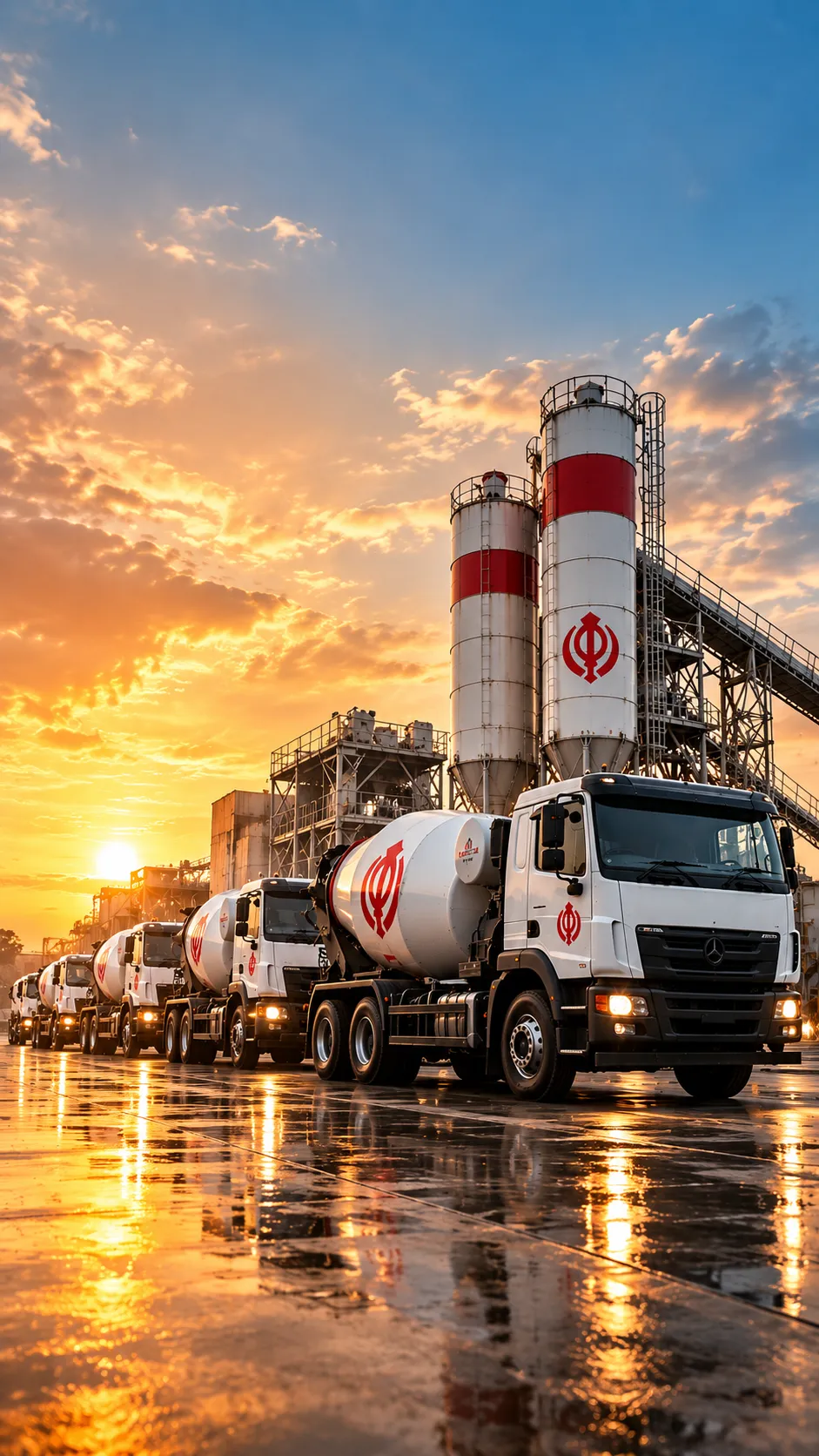 concrete-mixer-convoy-at-sunset